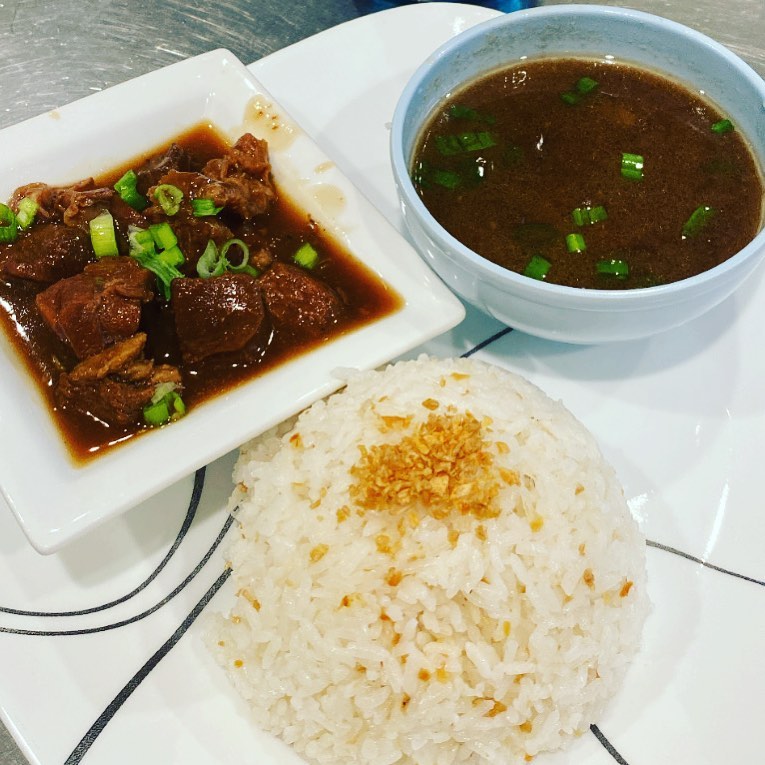 beef pares with rice and broth