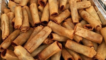 Lumpia in aluminum foil tray