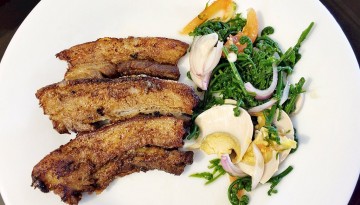 Fried Liempo and Fern Salad